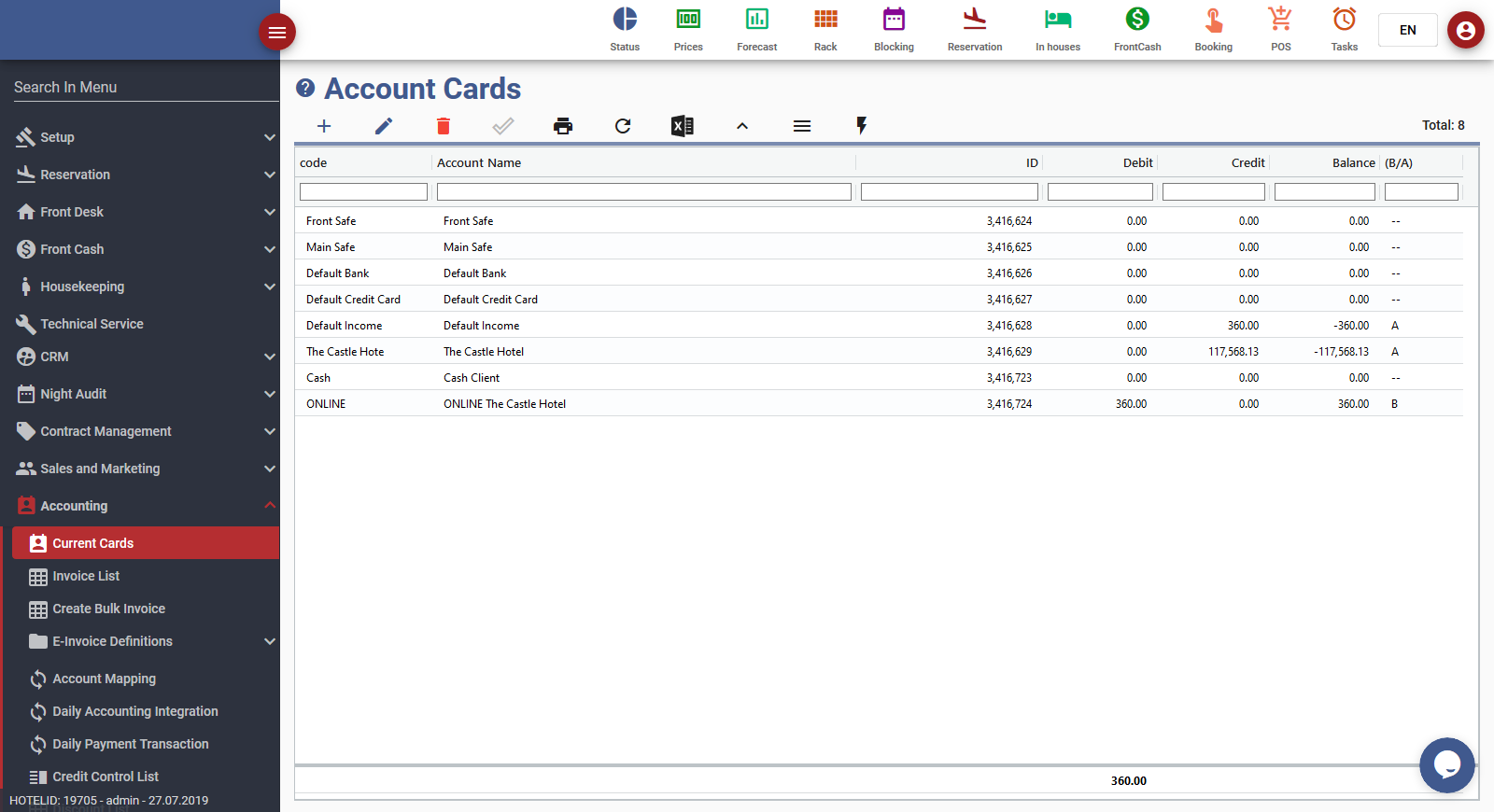 Hotel Managment Software hotel software account cards