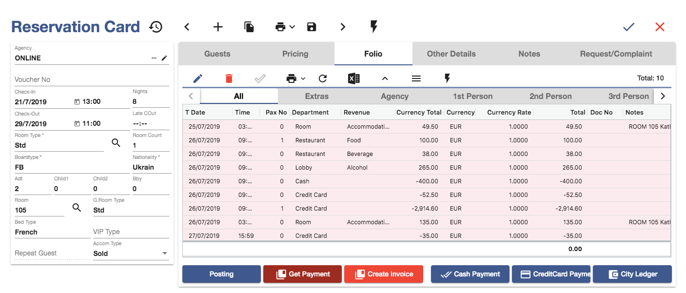 Hotel Managment Software Hotel Reservation Card