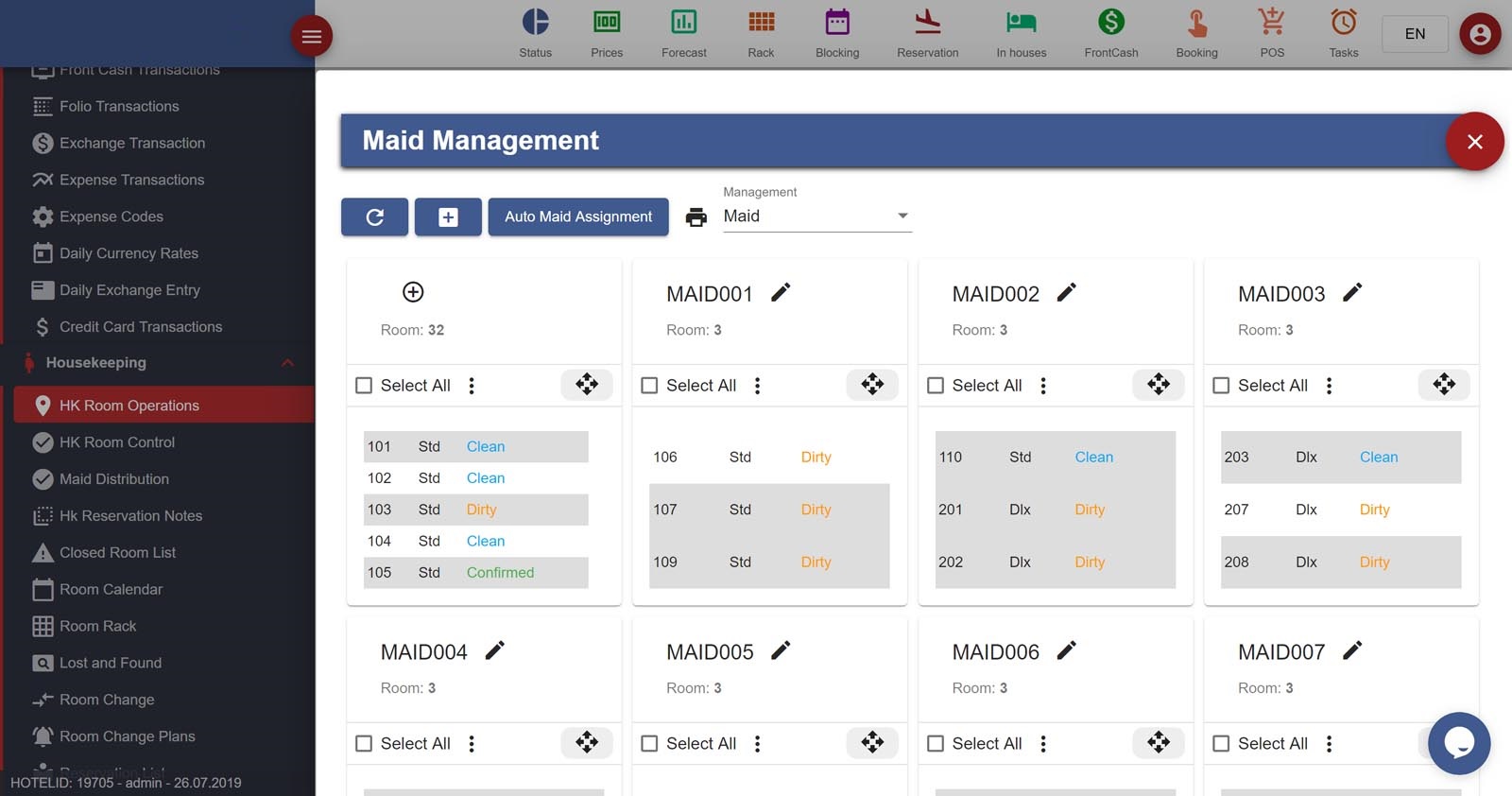 Hotel Managment Software hotel software housekeeping maid management