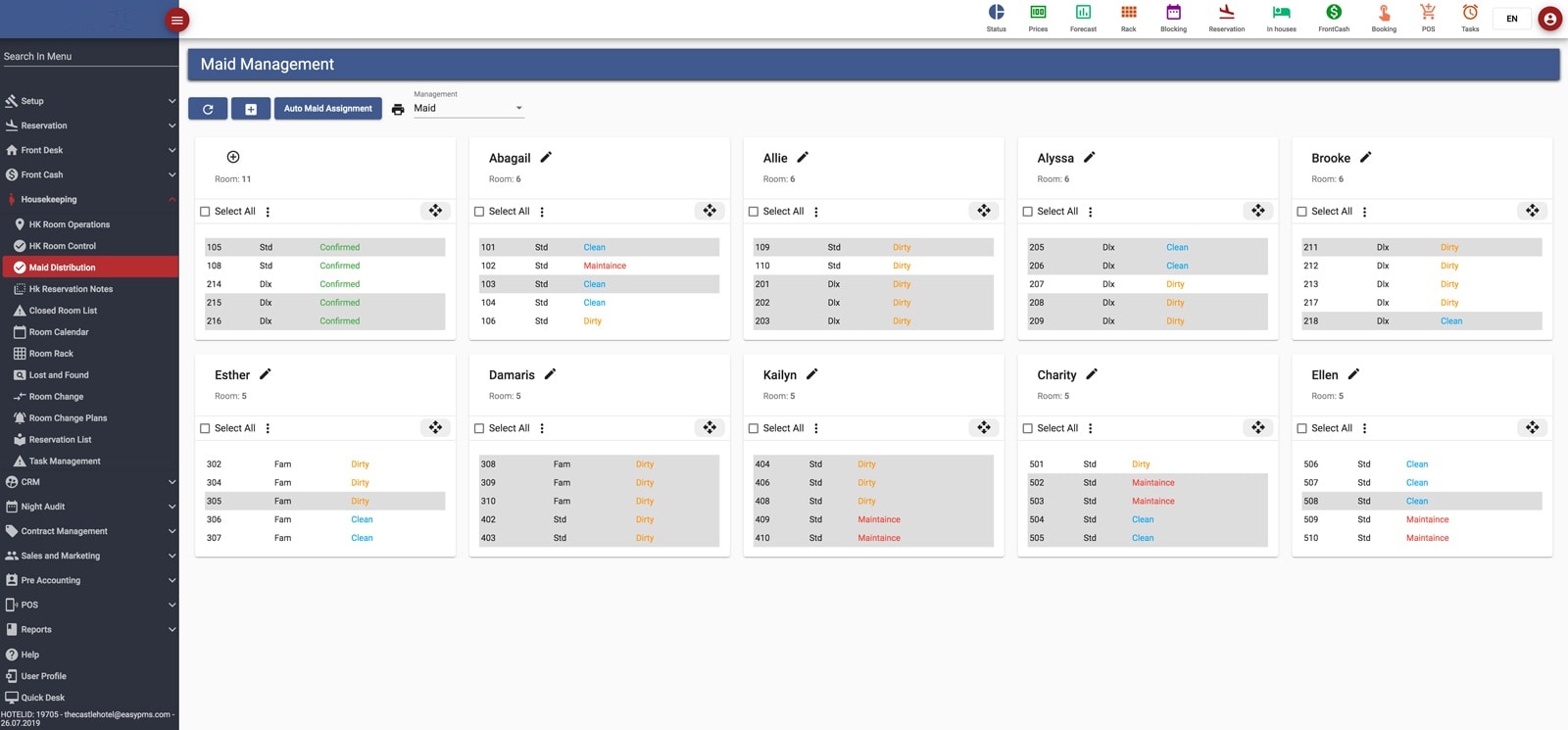 Hotel Managment Software Hotel Software Housekeeping maid management